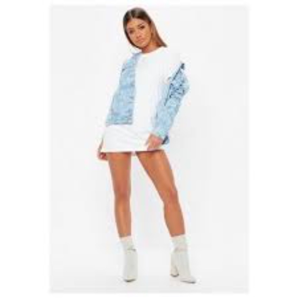 Missguided White T-Shirt Mini Dress Rolled Cuffs 6